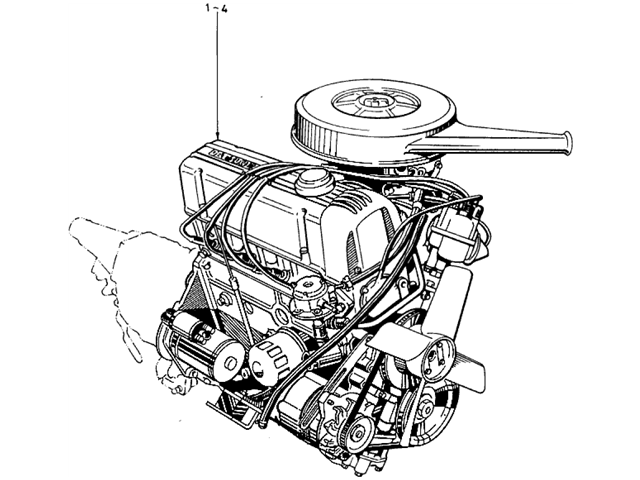 Datsun 510 Parts illustration no. 001-1 Engine Assemblies