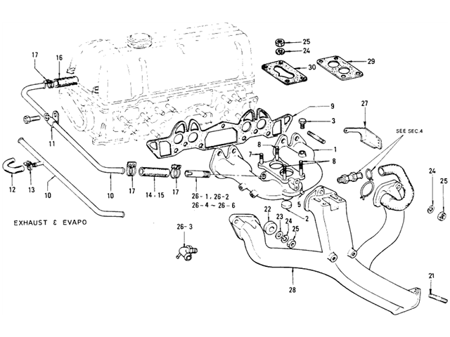 Datsun 510 Parts illustration no. 007-1 Manifold
