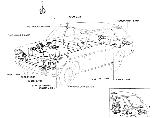 Datsun 510 Parts illustration no. 026-2 Wiring (Wagon)