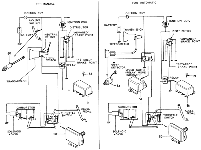 Datsun 510 Parts illustration no. 027-4 Switches (Exhaust & Evapo From Jul.-'69 To May.-'71)