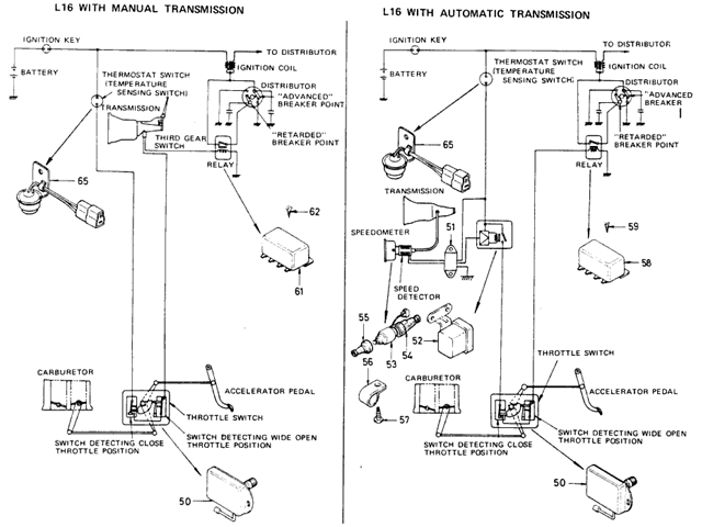 Datsun 510 Parts illustration no. 027-5 Switches (Evapo From Jun.-'71)