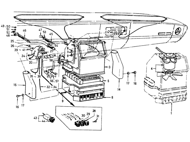 Datsun 510 Parts illustration no. 029-1 Heater