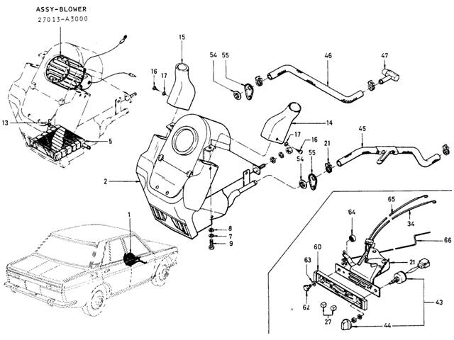 Datsun 510 Parts illustration no. 029-2 Heater