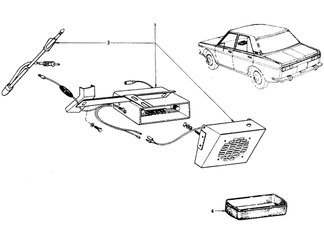 Datsun 510 Parts illustration no. 030-2 Antenna (From Oct.-'69)