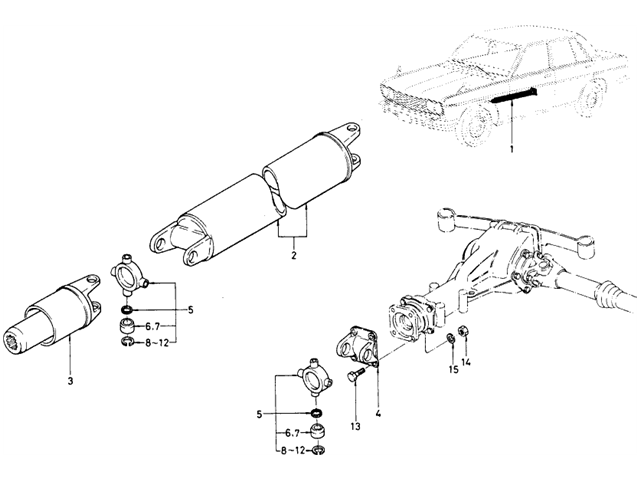 Datsun 510 Parts illustration no. 059-1 Propeller Shaft