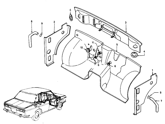 Datsun 510 Parts illustration no. 080-1 Dash Panel (Sedan)