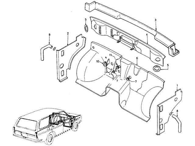 Datsun 510 Parts illustration no. 109-1 Dash Panel (Wagon)