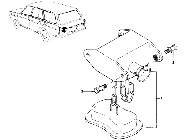 Datsun 510 Parts illustration no. 132-1 Spare Tire Carrier (Wagon)