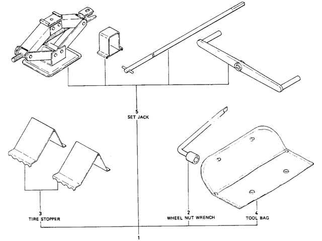 Datsun 510 Parts illustration no. 133-1 Tool Set (Wagon)