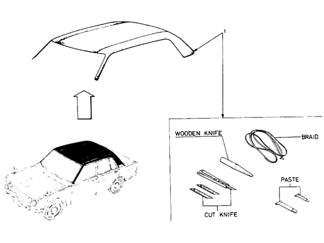 Datsun 510 Parts illustration no. 135-1 Leather Top